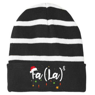 Fa 8 To The Eighth Power Equation Funny Math Christmas Striped Beanie with Solid Band