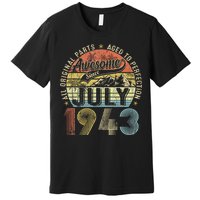 Funny 80 Year Old July 1943 Vintage Retro 80th Birthday Gift Premium T-Shirt