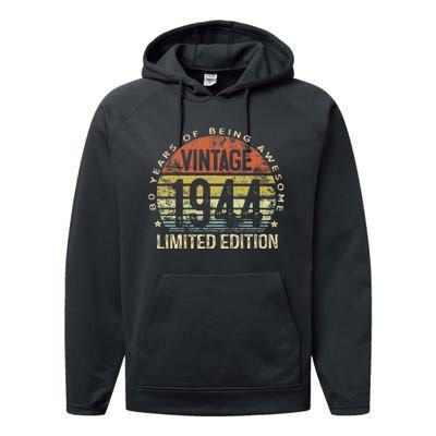 Funny 80 Year Old Gifts Vintage 1944 Limited Edition 80th Birthday Performance Fleece Hoodie