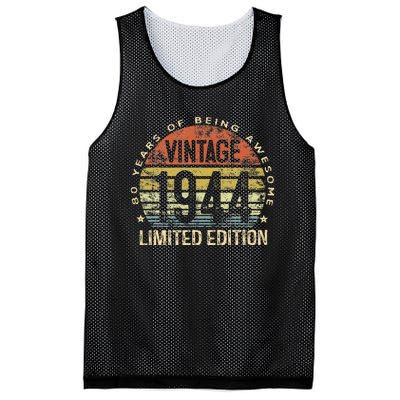 Funny 80 Year Old Gifts Vintage 1944 Limited Edition 80th Birthday Mesh Reversible Basketball Jersey Tank