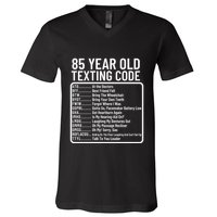 Funny 85 Year Old Texting Code Birthday V-Neck T-Shirt