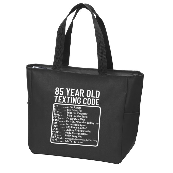 Funny 85 Year Old Texting Code Birthday Zip Tote Bag