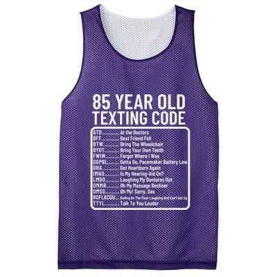 Funny 85 Year Old Texting Code Birthday Mesh Reversible Basketball Jersey Tank