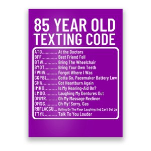 Funny 85 Year Old Texting Code Birthday Poster