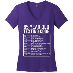 Funny 85 Year Old Texting Code Birthday Women's V-Neck T-Shirt