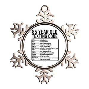 Funny 85 Year Old Texting Code Birthday Metallic Star Ornament