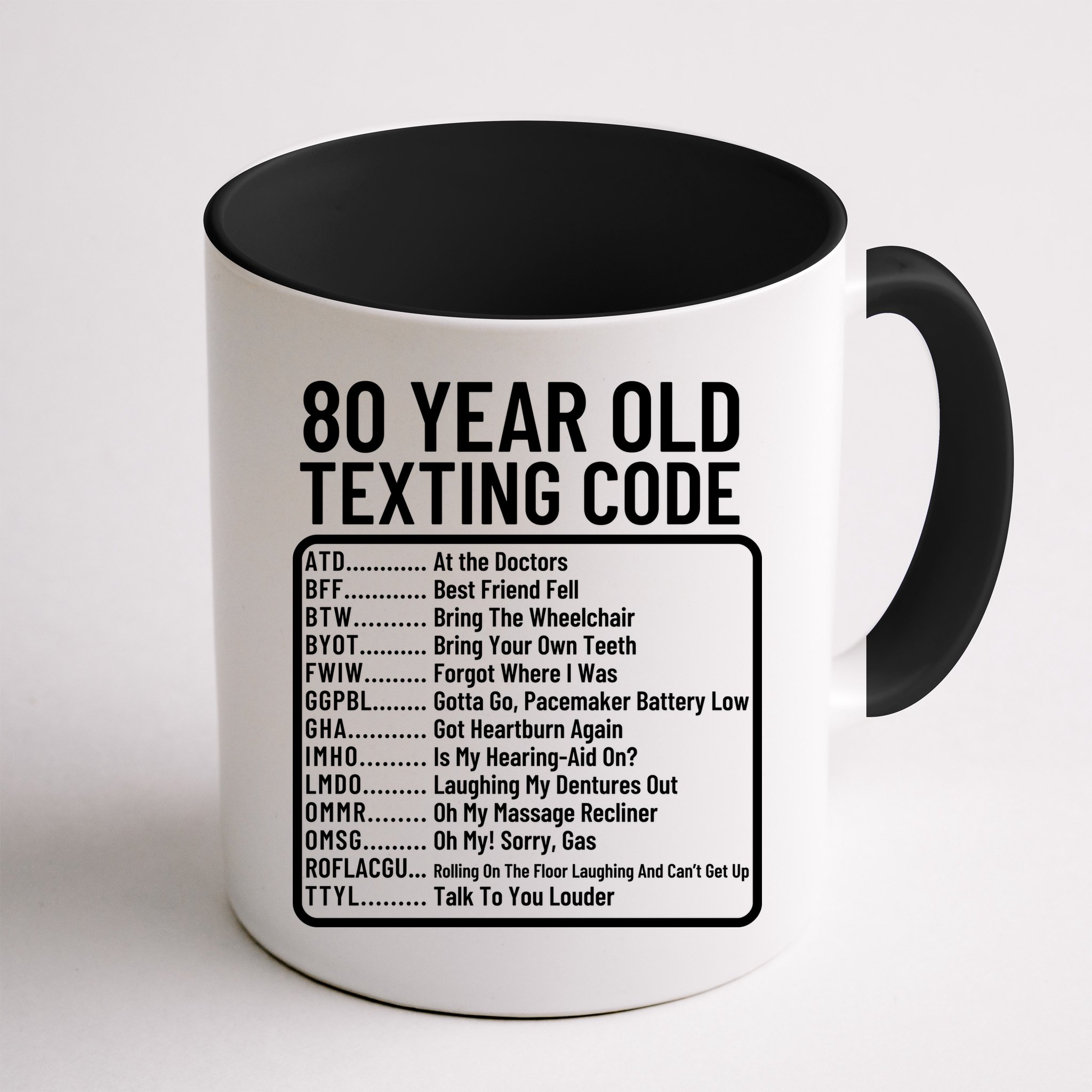 Funny 80 Year Old Texting Code Birthday Mug
