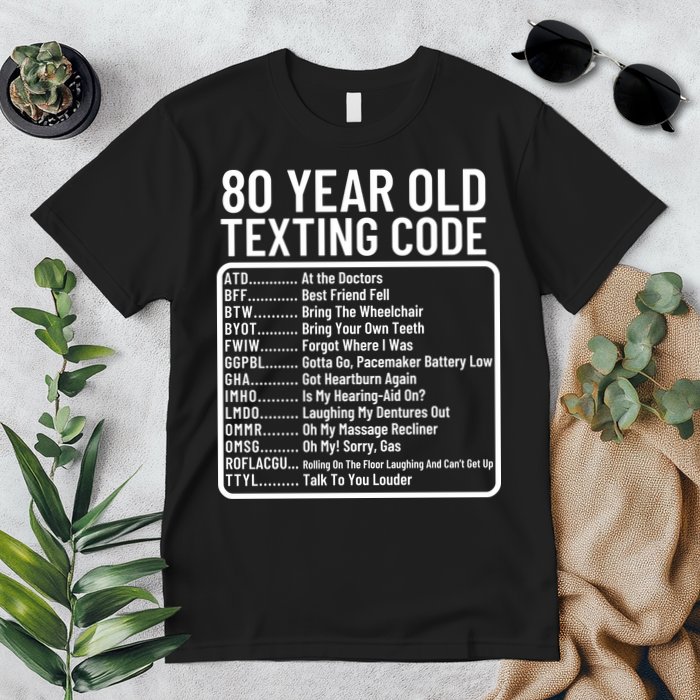 Funny 80 Year Old Texting Code Birthday Premium T-Shirt