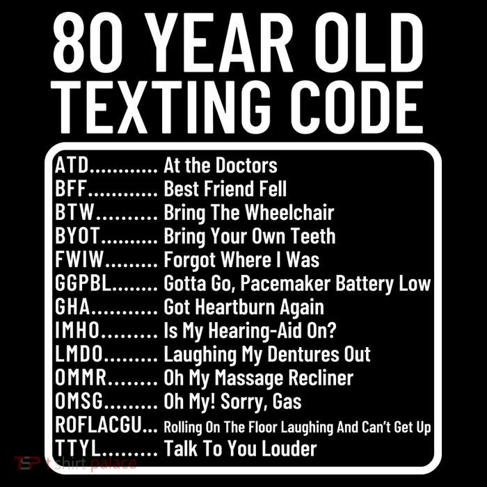 Funny 80 Year Old Texting Code Birthday Women's V-Neck T-Shirt