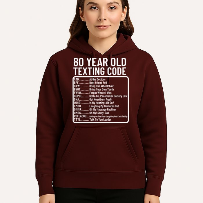 Funny 80 Year Old Texting Code Birthday Hoodie