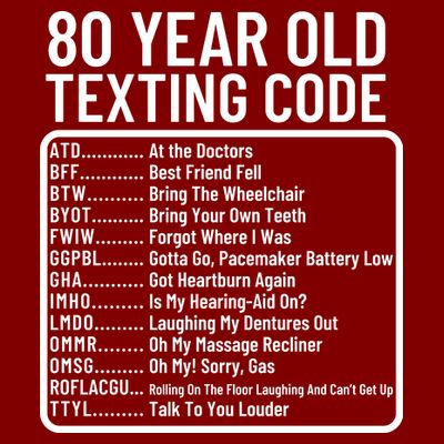 Funny 80 Year Old Texting Code Birthday T-Shirt