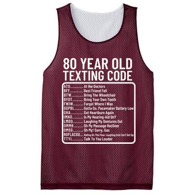 Funny 80 Year Old Texting Code Birthday Mesh Reversible Basketball Jersey Tank