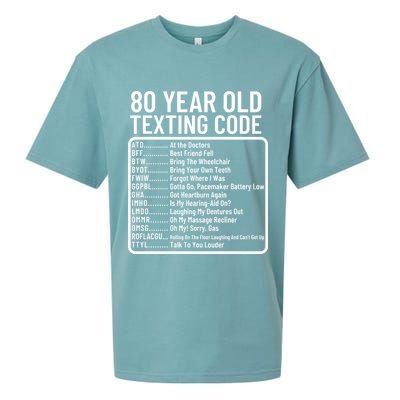 Funny 80 Year Old Texting Code Birthday Sueded Cloud Jersey T-Shirt
