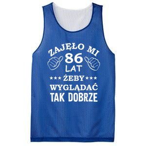 Funny 86 Years Old Birthday Polish Design Gift Mesh Reversible Basketball Jersey Tank