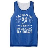 Funny 86 Years Old Birthday Polish Design Gift Mesh Reversible Basketball Jersey Tank