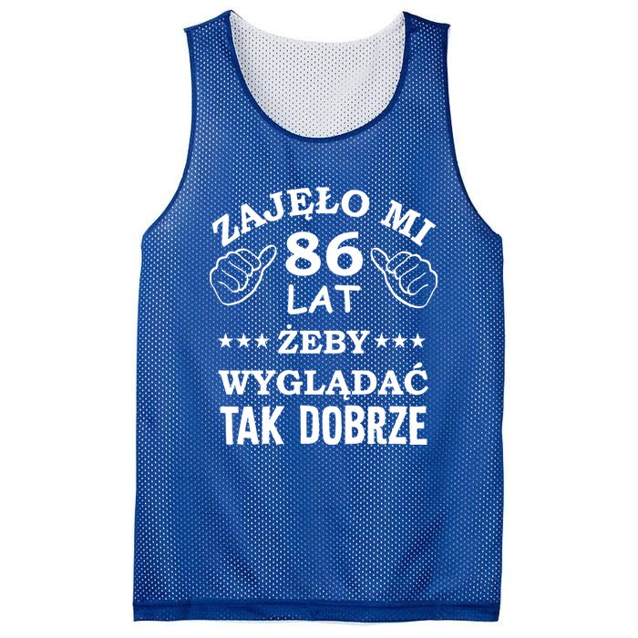 Funny 86 Years Old Birthday Polish Design Gift Mesh Reversible Basketball Jersey Tank