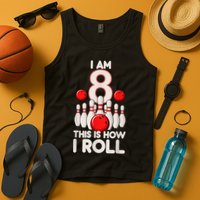 Funny 8 Year Old Bowling Party 8th Birthday Is How I Roll 1 Tank Top