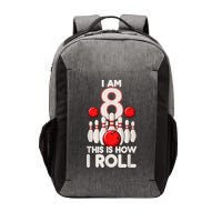 Funny 8 Year Old Bowling Party 8th Birthday Is How I Roll 1 Vector Backpack