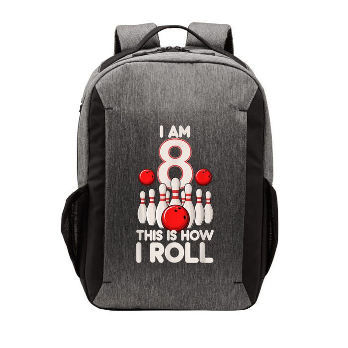 Funny 8 Year Old Bowling Party 8th Birthday Is How I Roll 1 Vector Backpack