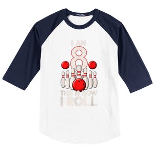 Funny 8 Year Old Bowling Party 8th Birthday Is How I Roll 1 Baseball Sleeve Shirt