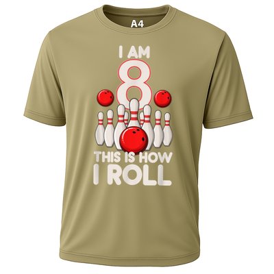 Funny 8 Year Old Bowling Party 8th Birthday Is How I Roll 1 Performance Shirt