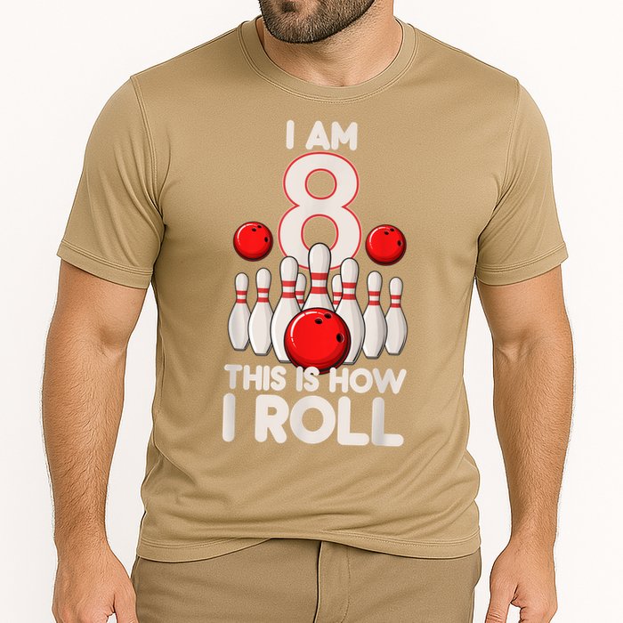 Funny 8 Year Old Bowling Party 8th Birthday Is How I Roll 1 Performance Shirt
