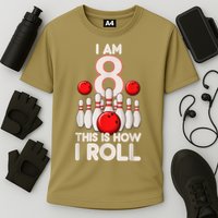 Funny 8 Year Old Bowling Party 8th Birthday Is How I Roll 1 Performance Shirt