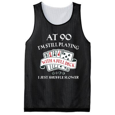 Funny 90th Birthday Gag Gift for 90 Year Old Playing Cards Mesh Reversible Basketball Jersey Tank