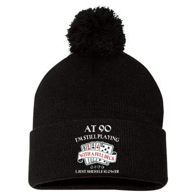 Funny 90th Birthday Gag Gift for 90 Year Old Playing Cards Pom Pom 12in Knit Beanie