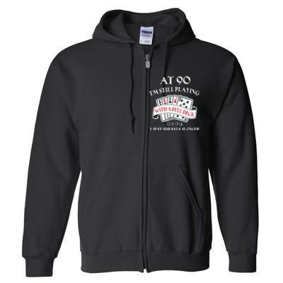 Funny 90th Birthday Gag Gift for 90 Year Old Playing Cards Full Zip Hoodie