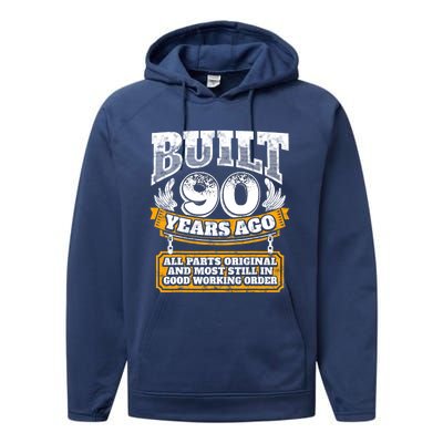 Funny 90th Birthday Gift BDay Gift Saying Age 90 Year Joke Performance Fleece Hoodie