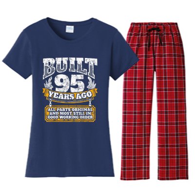 Funny 95th Birthday Present Shirt B-Day Gift Saying Age 95 Year Joke Women's Flannel Pajama Set