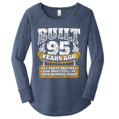 Funny 95th Birthday Present Shirt B-Day Gift Saying Age 95 Year Joke Women's Perfect Tri Tunic Long Sleeve Shirt