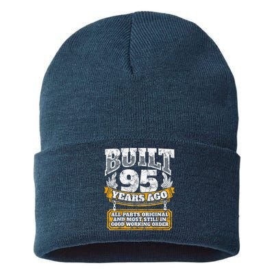 Funny 95th Birthday Present Shirt B-Day Gift Saying Age 95 Year Joke Sustainable Knit Beanie