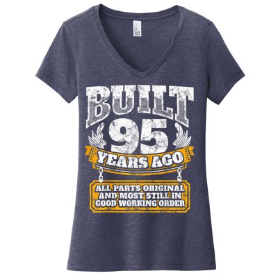 Funny 95th Birthday Present Shirt B-Day Gift Saying Age 95 Year Joke Women's V-Neck T-Shirt