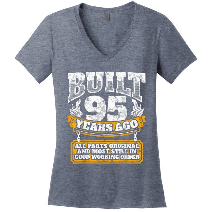 Funny 95th Birthday Present Shirt B-Day Gift Saying Age 95 Year Joke Women's V-Neck T-Shirt