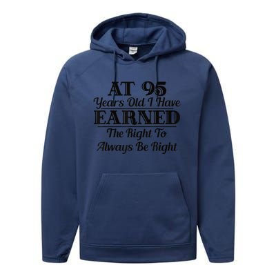 Funny 95th Birthday Present Gift Shirt - 95 Year Old Funny Shirt Performance Fleece Hoodie