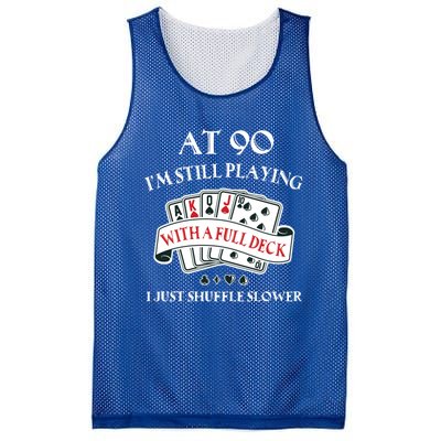 Funny 90th Birthday Gag Gift For 90 Year Old Playing Cards Meaningful Gift Mesh Reversible Basketball Jersey Tank