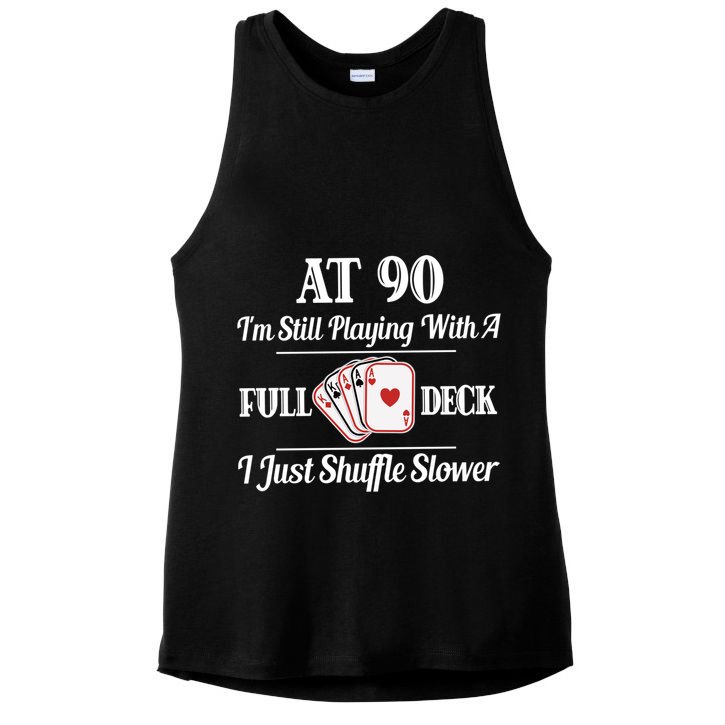 Funny 90th Birthday Gift Cool Gift 90 Year Old Cards Great Gift Ladies PosiCharge Tri-Blend Wicking Tank