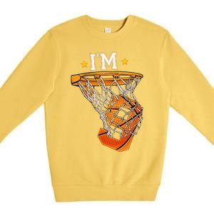 Funny 9th Birthday Basketball Im 9 6th Birthday Premium Crewneck Sweatshirt