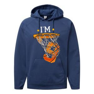 Funny 9th Birthday Basketball Im 9 6th Birthday Performance Fleece Hoodie