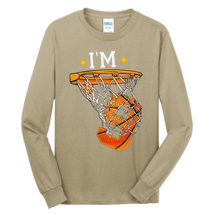 Funny 9th Birthday Basketball Im 9 6th Birthday Tall Long Sleeve T-Shirt