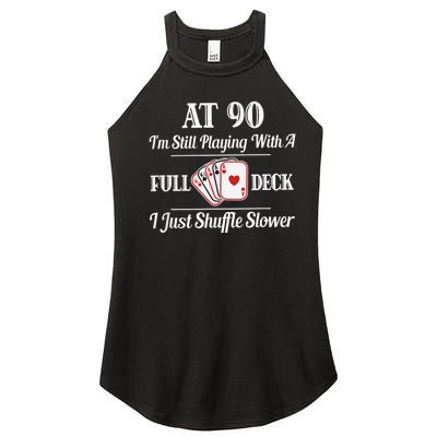 Funny 90th Birthday Gift - 90 Year Old Cards Happy Birthday Shirt Women’s Perfect Tri Rocker Tank