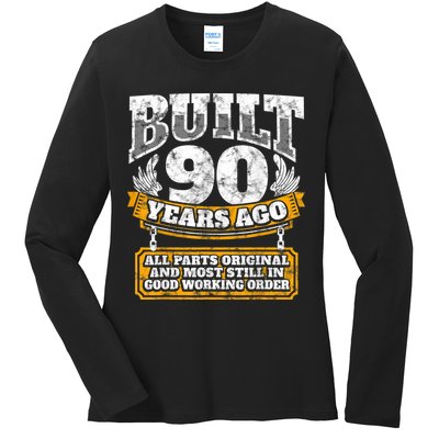 Funny 90th Birthday Shirt B-Day Gift Saying Age 90 Year Joke Ladies Long Sleeve Shirt