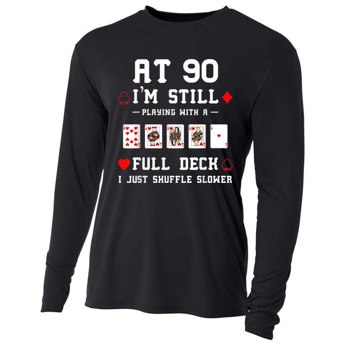 Funny 90th Birthday Gift 90 Year Old Cards Cooling Performance Long Sleeve Crew