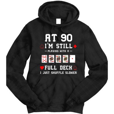 Funny 90th Birthday Gift 90 Year Old Cards Tie Dye Hoodie