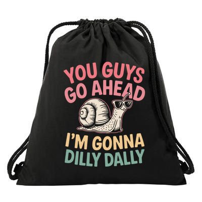 Funny 90s Dilly Dally Snail Drawstring Bag