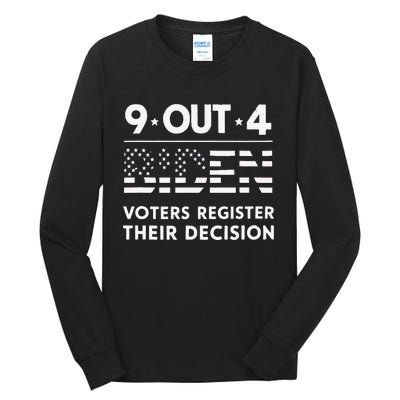 Funny 9 Out Of 4 Biden Voters Regret Their Decision Usa Flag Tall Long Sleeve T-Shirt