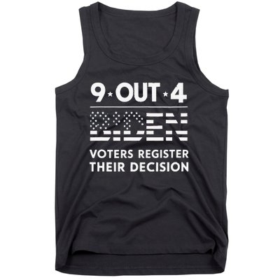 Funny 9 Out Of 4 Biden Voters Regret Their Decision Usa Flag Tank Top