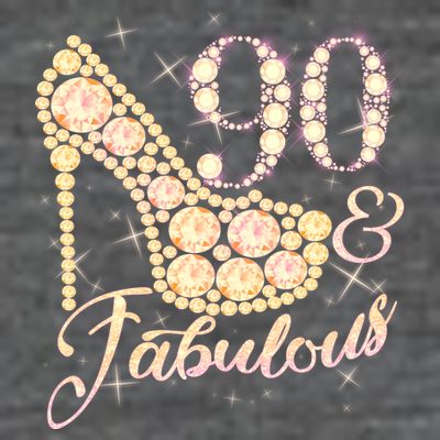 Fabulous & 90 Sparkly Heel 90th Birthday T-Shirt